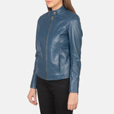 Ripel Blue Leather Biker Jacket